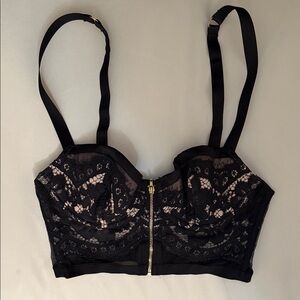 Victoria's Secret Lined Demi Black Lace Bra with Zipper